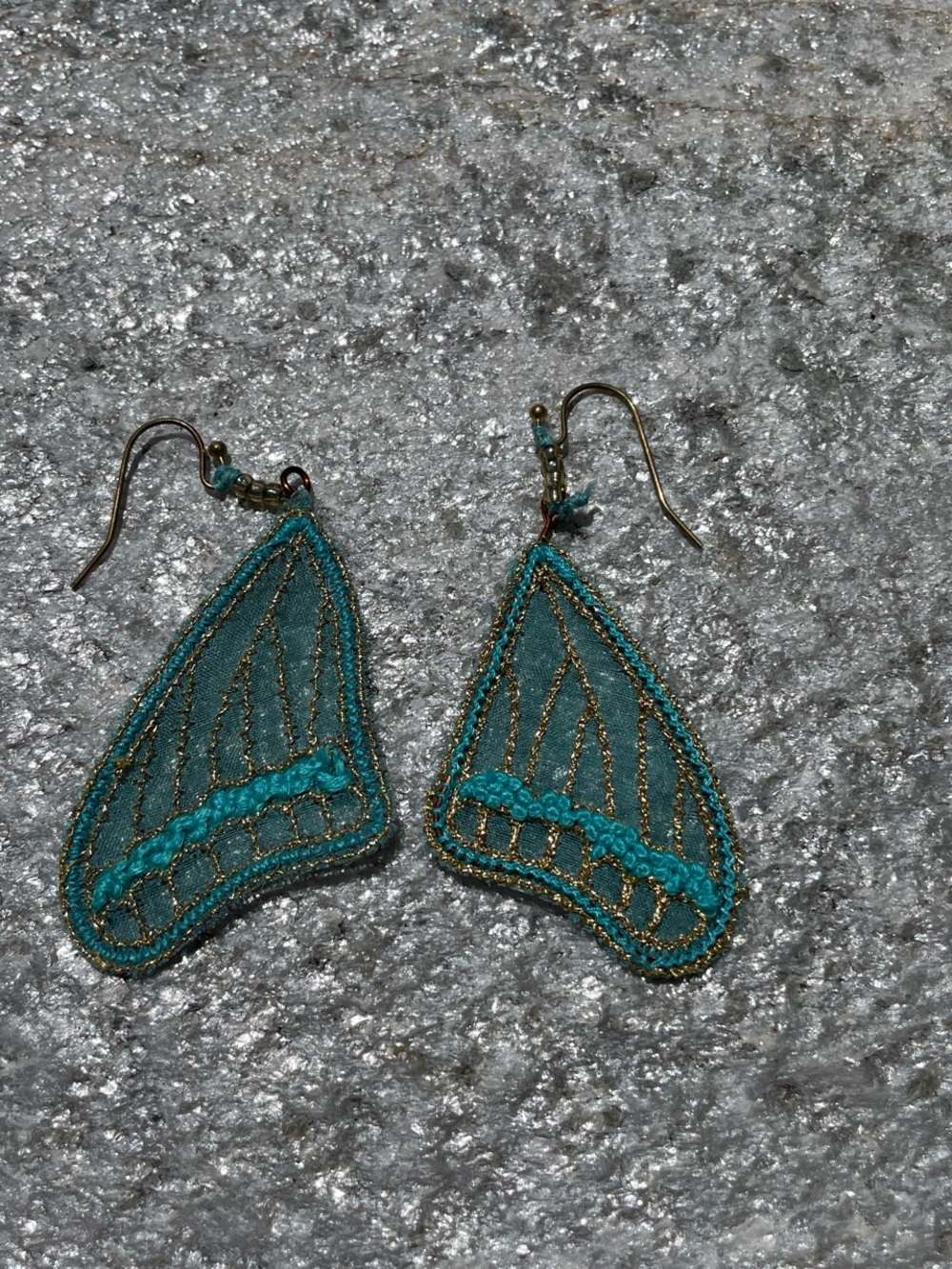 Handcrafted Turquoise and Gold Butterfly Wing Earrings